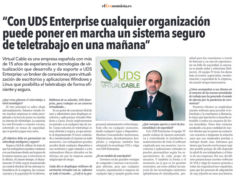 El Economista highlights UDS for remote working