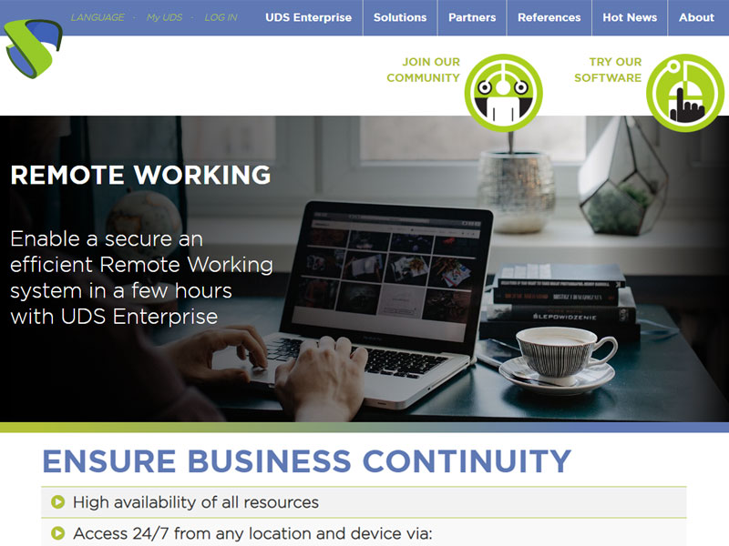 Remote Working: new section on UDS Enterprise website