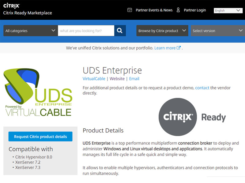 UDS Enterprise is verified as Citrix Ready for VDI