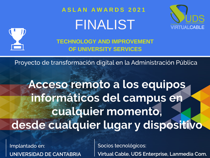 UNICAN Labs with UDS Enterprise, a finalist for the ASLAN Awards